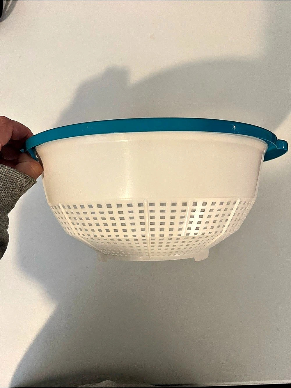 Tupperware Classic Double Colander Strainer White & Blue